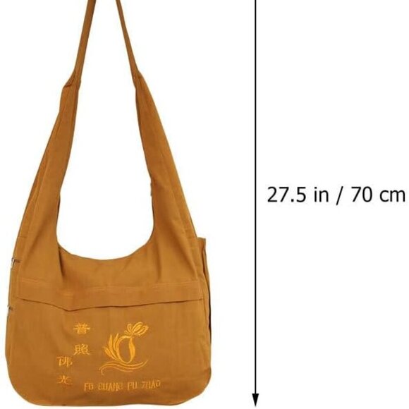 Crossbody Monk Bag: Thai Monk Buddha Crossbody Buddhist Canvas Sling Bag for Tem - Picture 2 of 9